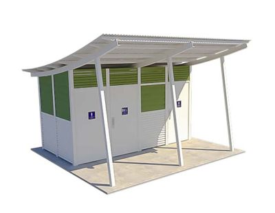 Capricorn 3 Standard Toilet Building with Pale Eucalypt and Surfmist colour scheme